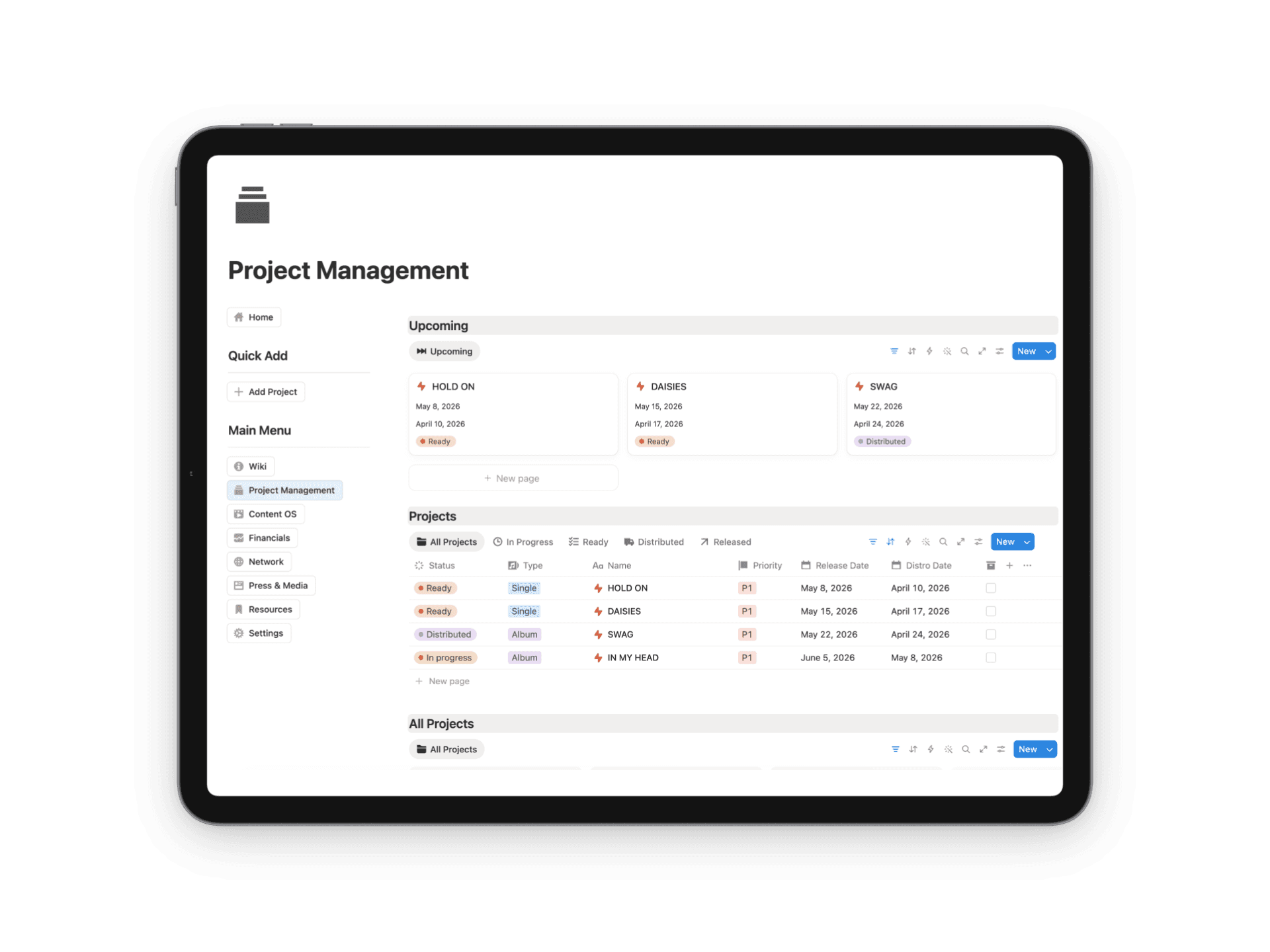 Project Management — Artist OS